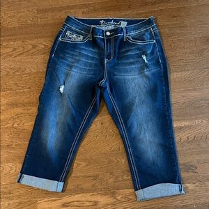 Women's Dark Blue Cropped Denim Jeans